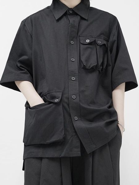 

men's casual shirts [customization] big yards clothing 2021 original design black shirt summer short sleeved fashion coat, White;black