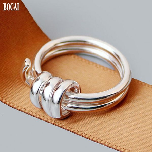 

2021 new double loop twisted wire handmade woman korean solid s925 sterling sier simple ins female ring 5l62, Silver