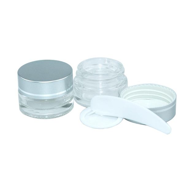 

10pcs 5ml reusable transparent glass face cream bottles with silver plastic cap exquisite gifts cosmetics empty vitreous vials