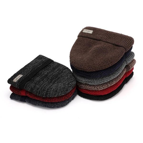 

berets knitted hat men's plush wool thickened tide ski, Blue;gray