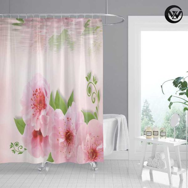 

shower curtains mildew resistant pink flower extra long kids el bathroom curtain, plants bath curtain/