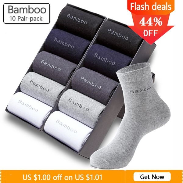 

10 pairs / lot bamboo fiber sos men casual business anti-bacterial breatheable mens crew sos guarantee so, Black