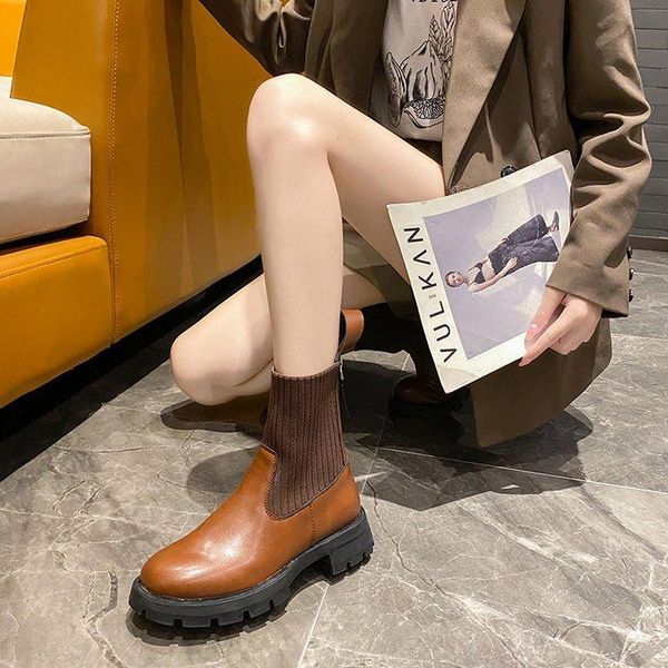 

boots women ankle autumn female casual shoes woman flat fashion platform round toe back zipper solid comfortable, Black