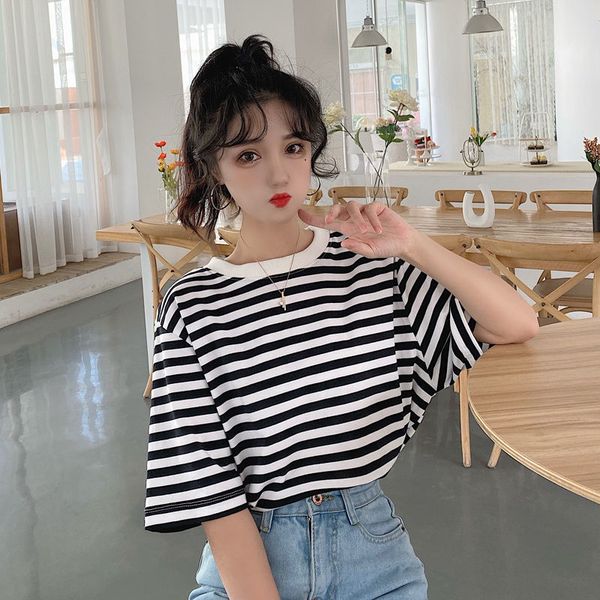 

2021 new harajuku manga short women's will see kpop oversize cartoon printing t-shirt schoolgirl clothes young style dmxz, White