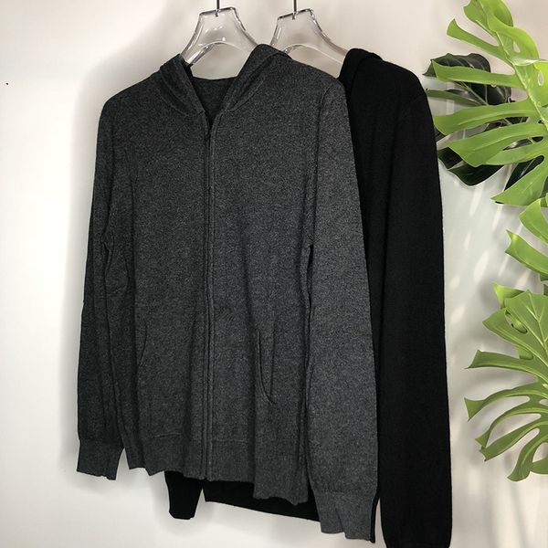 

warm autumn winter woolen hoodies men outfits solid zipper casual long sleeve sweatshirt wool sweatshirt men ytuq, Black