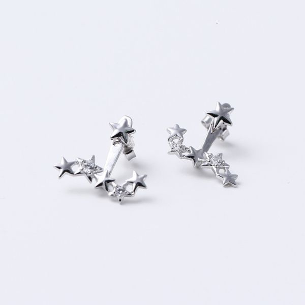 

yhe073 us fashion sweet earrings geometric star inlaid diamond back hanging s925 sterling silver earrings for women, Golden