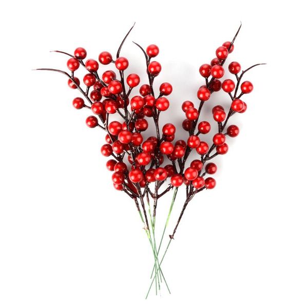 

10pcs christmas berry artificial pine cone for christmas decoration fake flower artificial pine tree branch diy home party decor