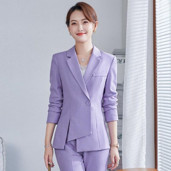 

women's two piece pants s-5xl large size suit two-piece 2021 autumn and winter slim elegant ladies professional wear high quality, White