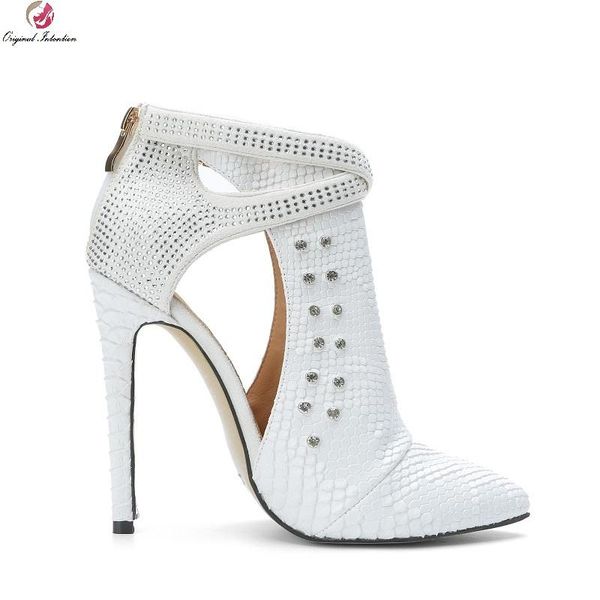 

women's thin high heels sandals shoes fashion party office lady shoes white back zipper rhinestones stiletto big size 34-47, Black