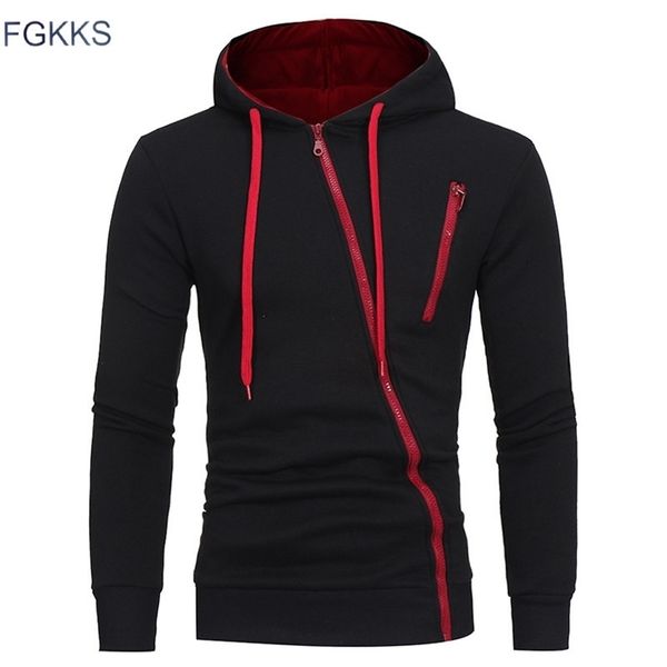 

fgkks new men hoodies sweatshirt fashion solid color hooded sportswear casual jacket clothing male hoodies pullover 201103, Black