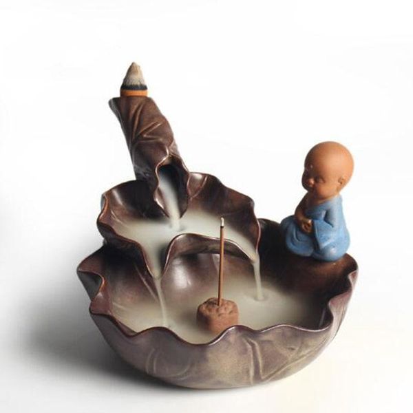 

sachet bags monk sit on lotus censer backflow incense burner ceramic aroma office ornaments use in home teahouse