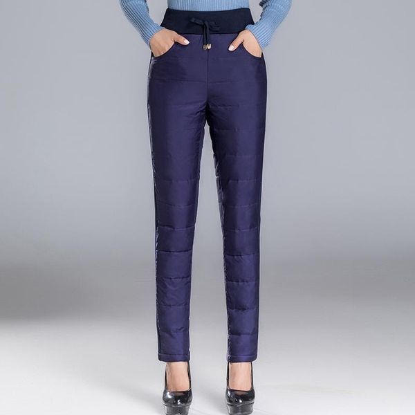 

women's pants & capris women white duck down 2021 winter fashion warm high waist trousers solid big size loose casual style, Black;white