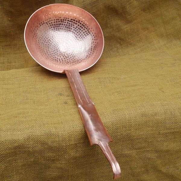 

spoons 1 pc handmade pure copper scoop with wooden handle copper/brass rice noodle pot restaurant home use