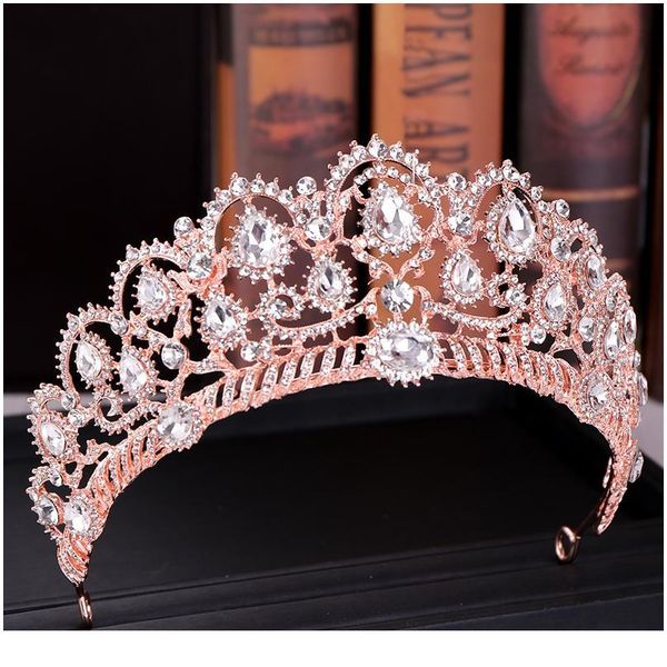 

vintage bridal crown rose gold rhinestone crystal crown princess crown headdress wedding hair accessories bridal jllovo, Silver
