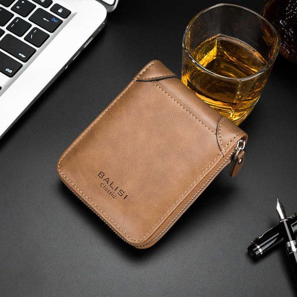 

2021 driver's license men's zipper short wallet multifunctional card bag business youth, Black