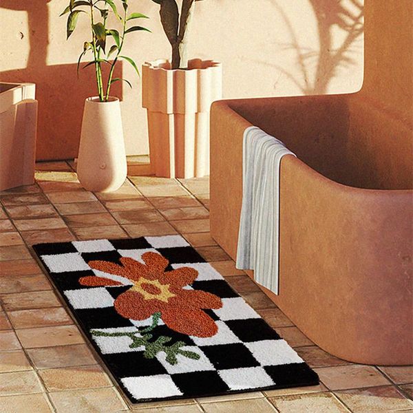 

carpets ins chic black lattice carpet hallway floor mat child kitchen living room soft rugs garden entrance door protective washable