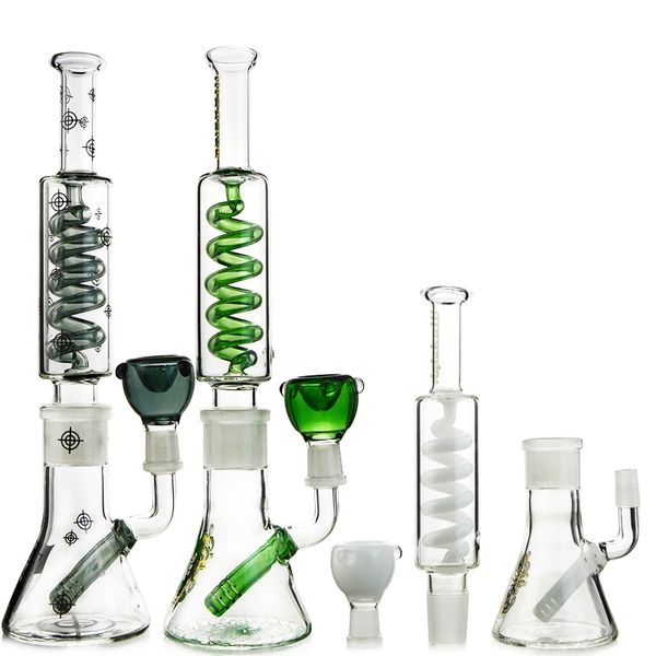 11-Zoll-Glasbong-Wasserpfeifen, Becherglas-Bongs, gefrierbare Wasserpfeifen, Kondensatorspule, diffuses Downstem, 14 mm weibliches Gelenk, Öl-Dab-Rigs mit Schüssel