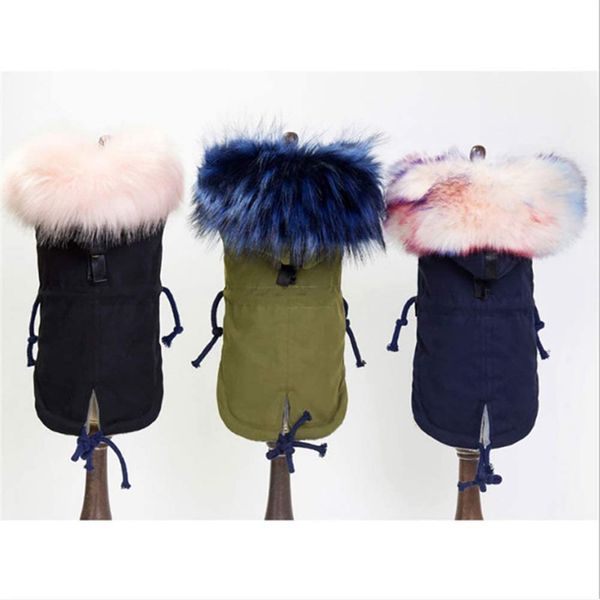 Giacca da cappotto classica per cani alla moda metallizzata Parka Isolamento e cappuccio rimovibile Cani di piccola taglia Inverno caldo antivento