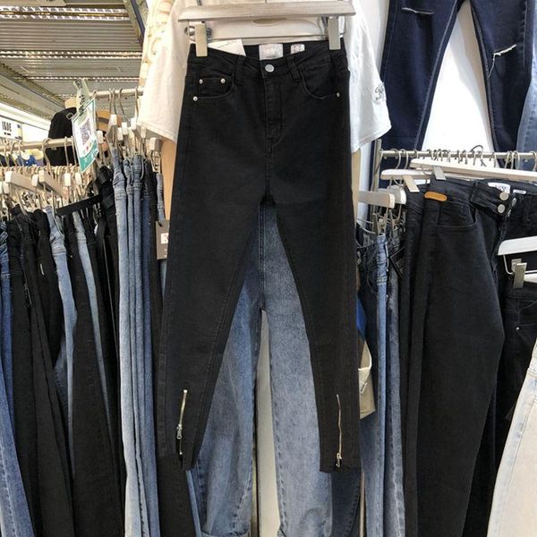 

women's jeans woman pants black high waist autumn stretch skinny, Blue