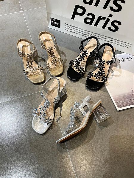 

sandals clear heels beige heeled 2021 women's pvc shoes cross-shoes black rhinestone high gladiator comfort plastic block s