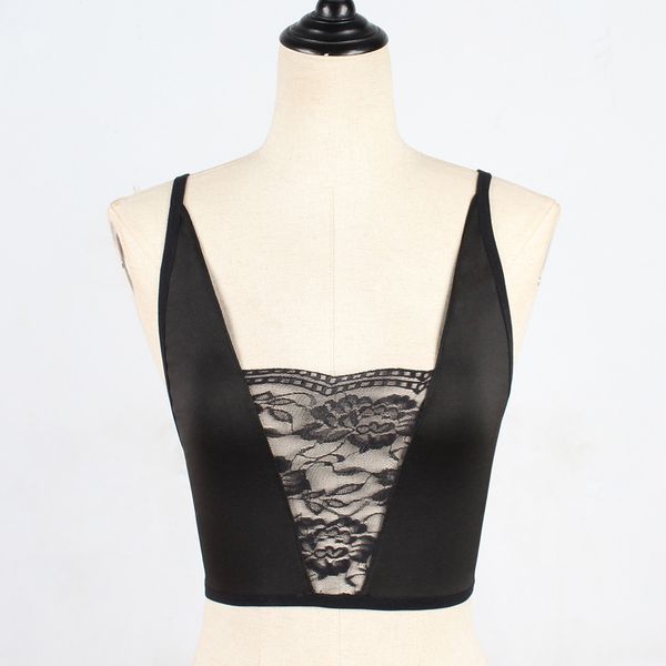 

3Pieces/Lot Sexy Floral Lace Patchwork Bra Women Hollow Out Elastic Cage Bra Bandage Strappy Underwear Perspective Sexy Bustier lenceria, Black