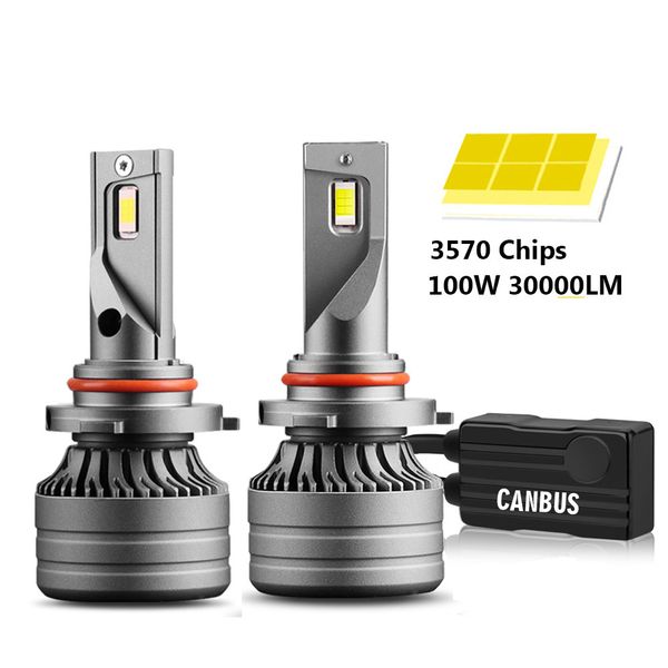 

2pcs h4 h7 100w 30000lm canbus h1 h8 h9 h11 9005 hb3 9006 hb4 car led light headlight turbo fog lamp 6000k 12v