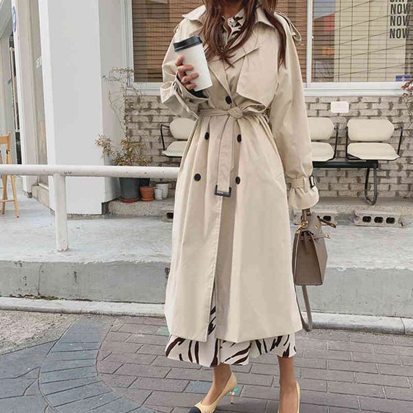 

women's trench coats long russian style trench coats superior quality oversized 100% cotton overcoats loose jacket mujer shelters ac0b, Tan;black