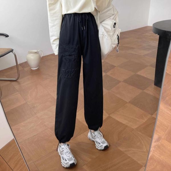 

women's pants & capris han edition will ~ autumn thin strong personality is concave and convex printing bear casual, Black;white