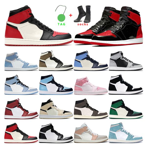 

2021 mens basketball shoes 1s womens hyper royal shadow 2.0 university blue bred patent dark barely orange green men trainer sport sneakers