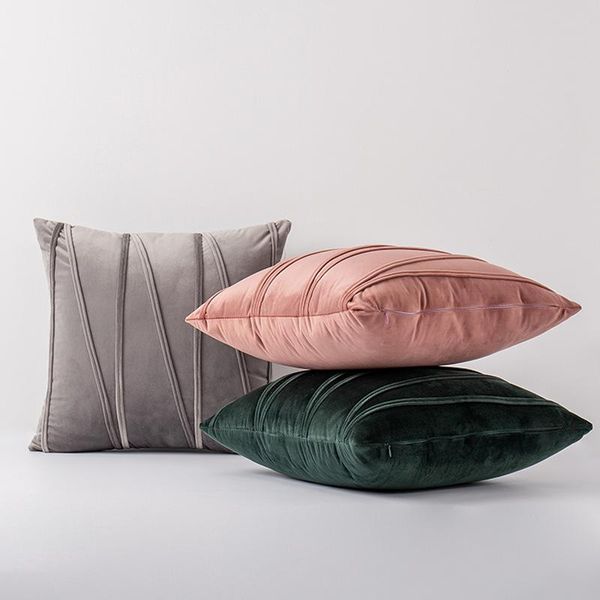 

cushion/decorative pillow super soft 3d velvet solid cushion cover 45cm 30cm stripe home sofa decorative yellow pink grey office pillowcase