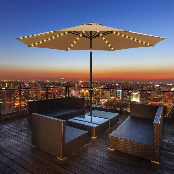 

outdoor beach led umbrella tent light waterproof remote control battery powered flexible string lights garden patio decor lamps