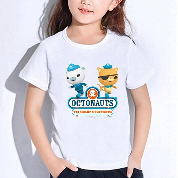 

women's t-shirt octonauts print tshirts for girls boys camiseta kids short sleeves tee toddler anime t shirts children cute cartoon, White