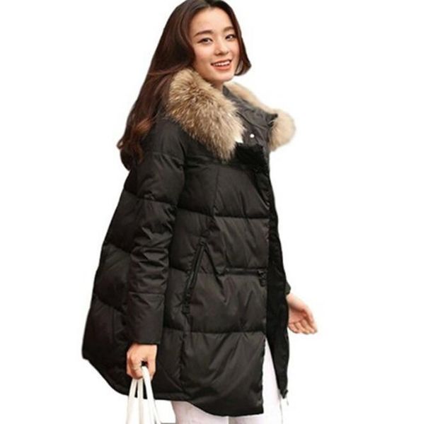 

plus 6xl 5xl fashion winter coat jacket women new parka casual outwear long fur coat thickening cotton with hooded, Black