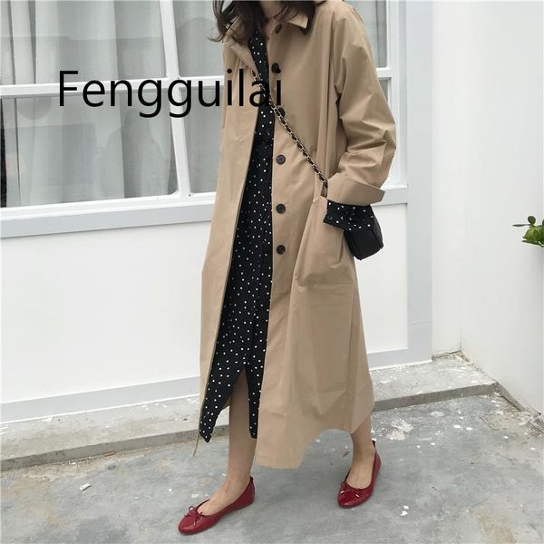 

women's trench coats women autumn long sleeve double breasted coat female pocket straight shirt windbreaker manteau femme hiver overcoa, Tan;black
