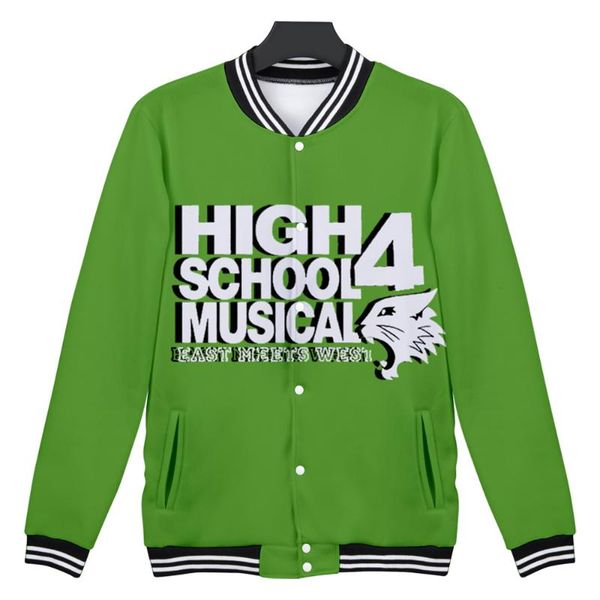

men's hoodies & sweatshirts cool tv movie high school musical 4 v-neck baseball jacket uniform fashion 3d casual sport winter coat, Black