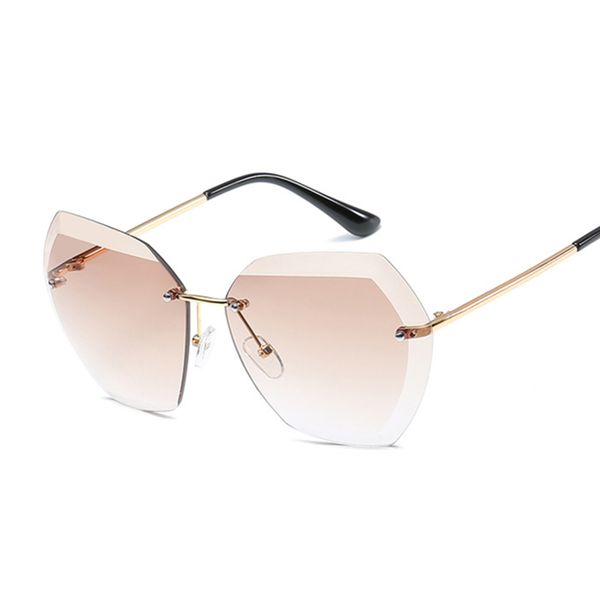 

pink gradient rimless sunglasses for women oversized eyewear new fashion sun glasses female summer travel essential