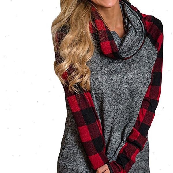 

women blouse plus size 5xl turtleneck plaid shirts tunic long sleeve pullover sweatshirt large size womens blouses 38, White