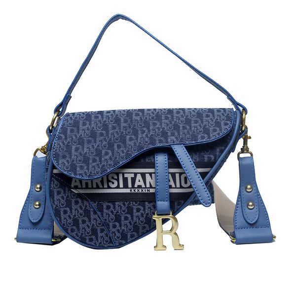 

new fashion women's saddle bag letter wide single shoulder belt messenger simple atmosphere purses sale