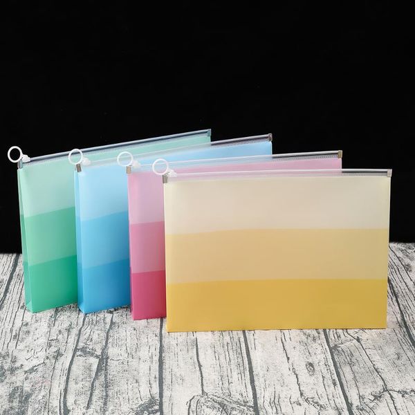 

4pcs/lot a4 flower thickened zipper waterproof pvc transparent file folder document filing bag stationery bag masks storage