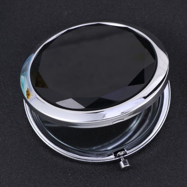

compact mirrors crystal mirror folding double-sided makeup portable cosmetic (black)