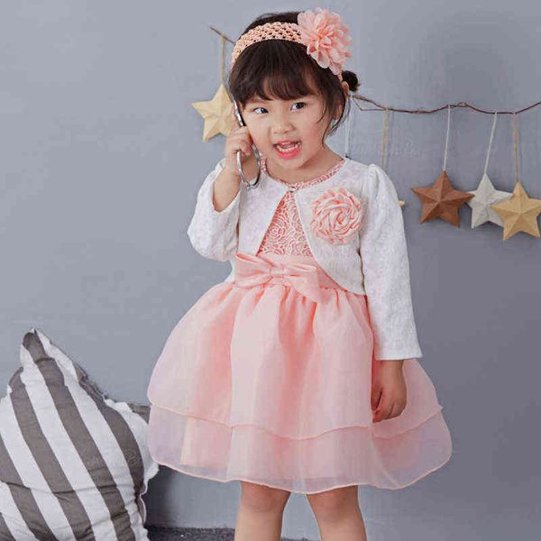 1 anno Bebunety Bebry Dress Princess Baby Girl Jacket Birthday Compleanno formale Vestido 2021 Autunno Bambino bambino Abbigliamento Set RBF164704 G1129