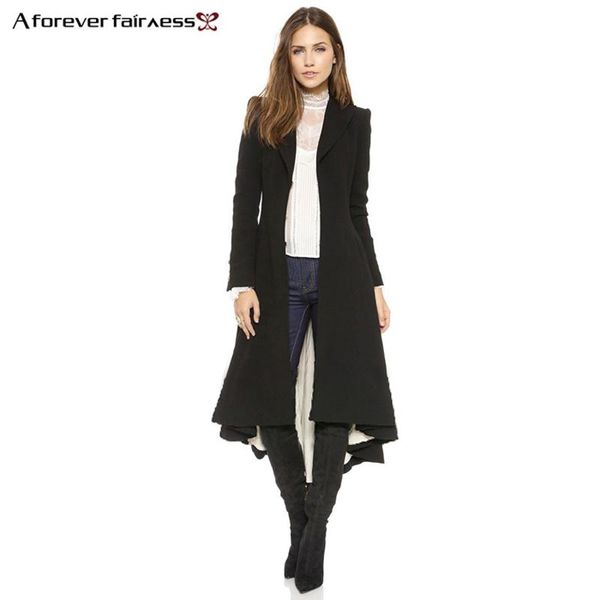 

women's trench coats moyan autumn women european style long sleeve casual maxi dovetail fashion slim black outwear, Tan;black