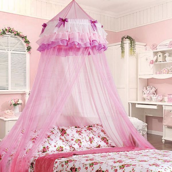

mosquito net 2021 children butterfly canopy pink tent elegant lace dome circular house door bed bedding