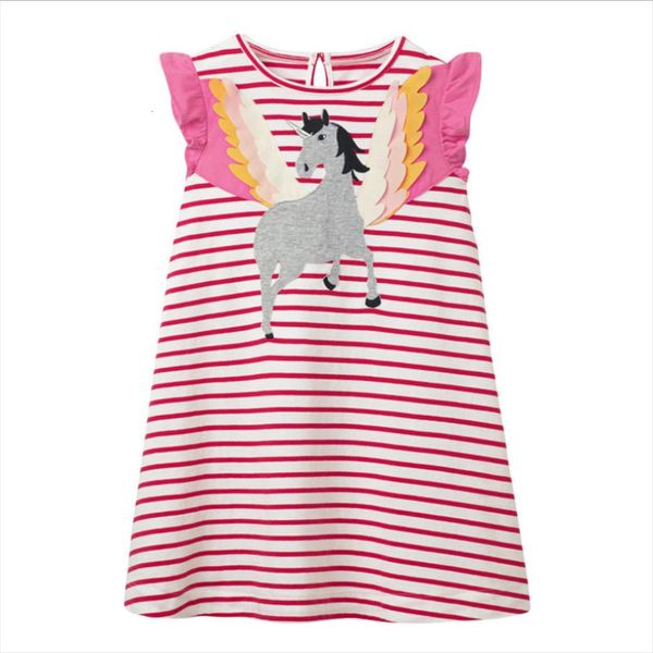

unicorn stripe girls casual for girl dress summer baby animals applique kids cotton costume toddler, Red;yellow