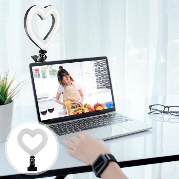 

flash heads 6 inch heart shape led camera light video conference lapwebcam lamp