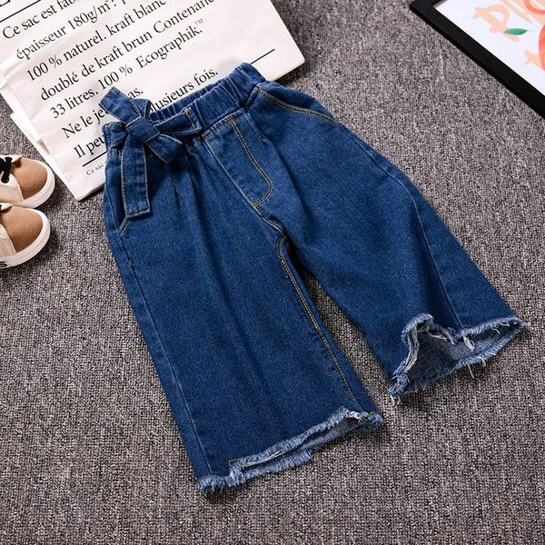 

2021 new summer item girl fashion wide leg jeans pant denim trousers, Blue