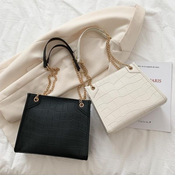 

evening bags pu leather large-capacity bag women 2021 fashion simple solid messenger chain temperament shoulder ladies