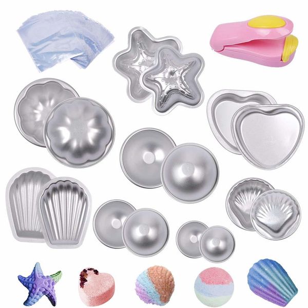 Metall-Badebomben-Form-Set, Fizzies, Seifenbomben, Schokoladenformen, Kuchenformen, Zinn, DIY, handgefertigte Badesalz-Kugelform, Gebäckform 210225