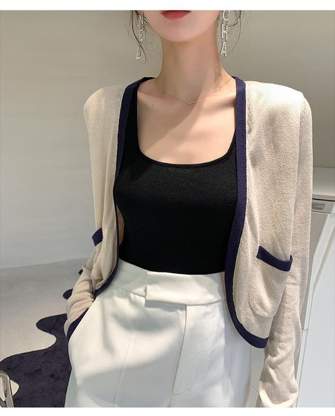 

women's jackets 2021 summer sunscreen thin knitted clothes air conditioning room self comfortable eternal temperament cardigan top, Black;brown