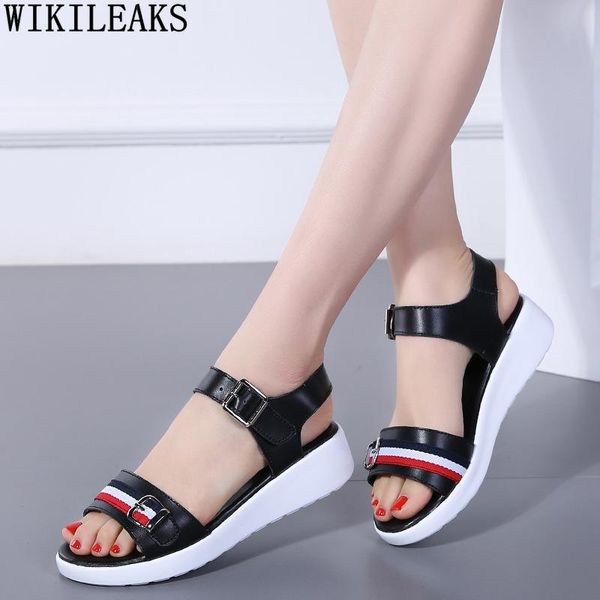 

sandals black women summer wedges shoes for platform woman vulcanize white 2021